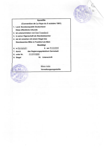 Auszug aus dem Geburtseintrag (mit Apostille) – Bild 3