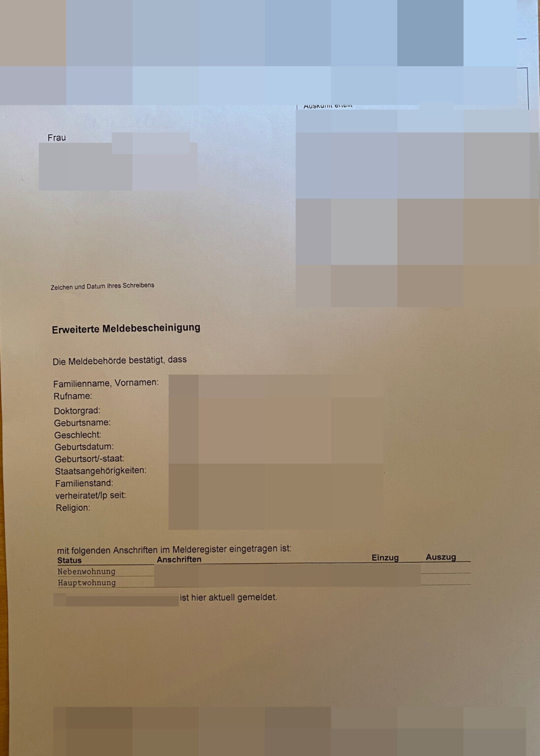 Erweiterte Meldebescheinigung Antrag Formular Pdf Erweiterte Meldebescheinigung (Deutschland) - Übersetzungsmuster